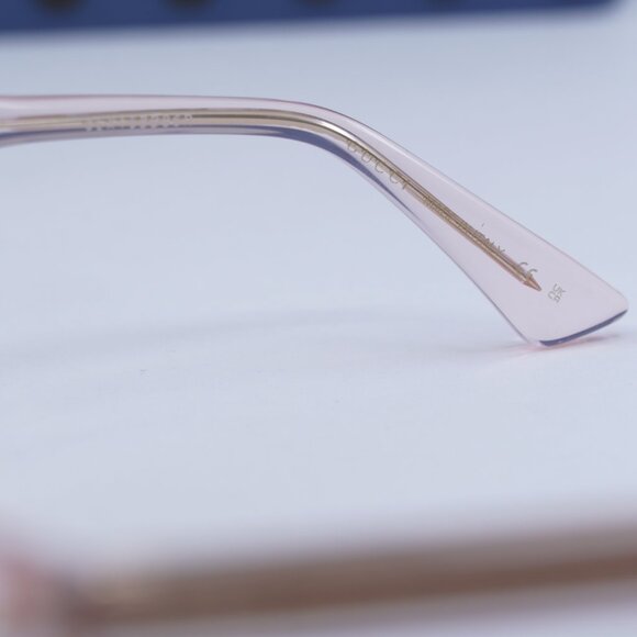Gucci GG0184O 013 Square Eyeglasses - Transparent Pink 50mm - Picture 9 of 12